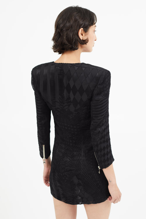 Balmain Black Silk Jacquard Dress