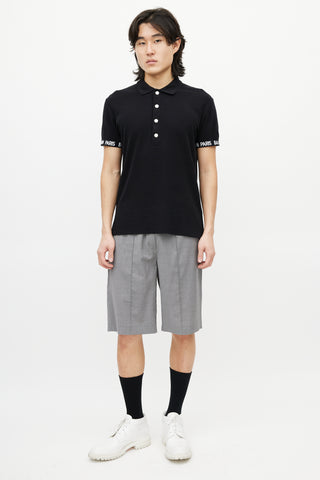 Balmain Black 
White Knit Logo Polo