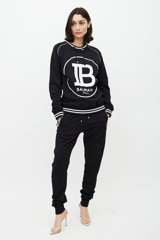 Balmain Black 
White Logo Sweatshirt