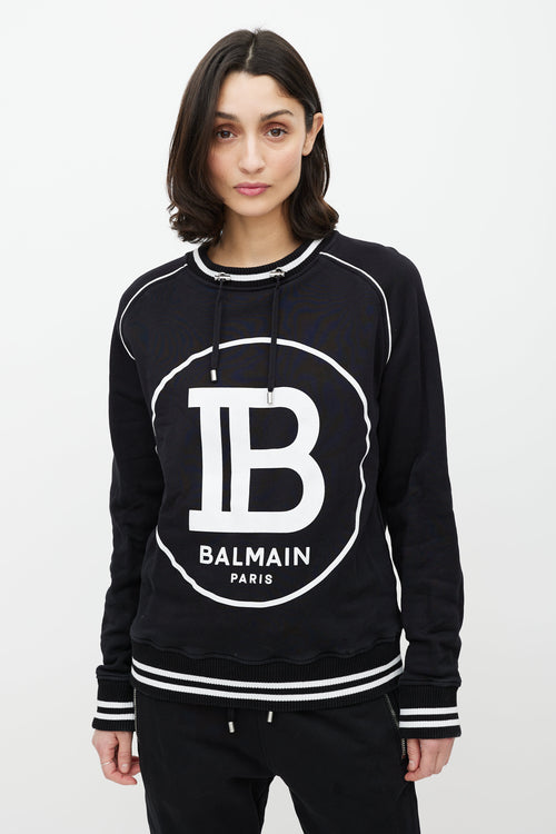 Balmain Black 
White Logo Sweatshirt