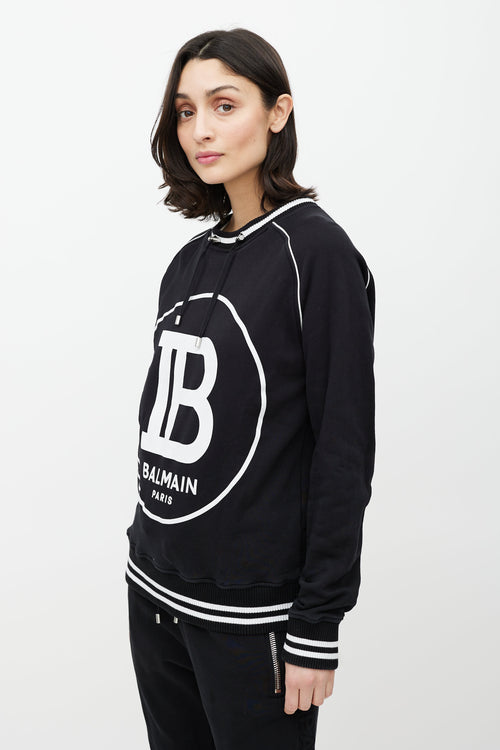 Balmain Black 
White Logo Sweatshirt