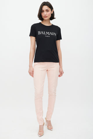 Balmain Black 
White Logo T-Shirt