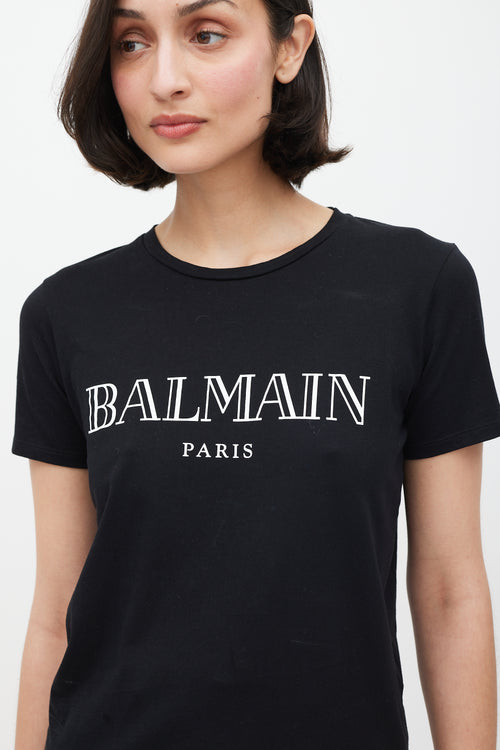 Balmain Black 
White Logo T-Shirt