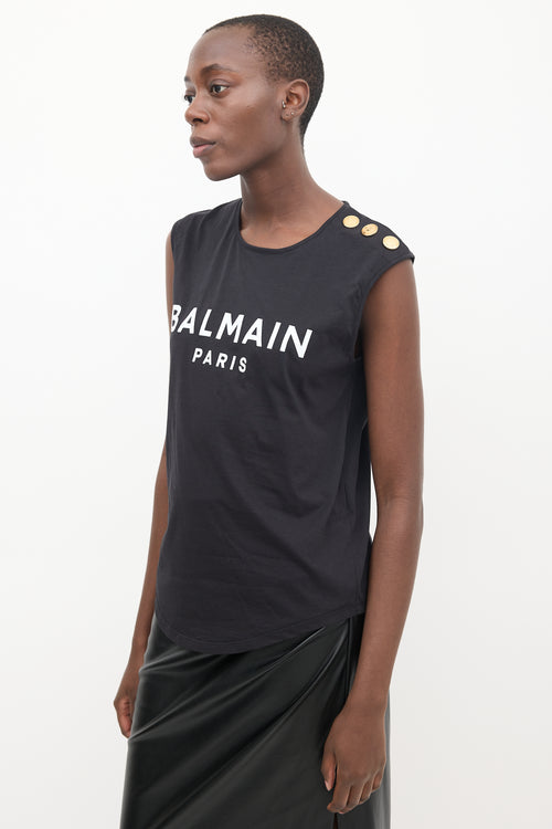 Balmain Black 
White Logo Tank