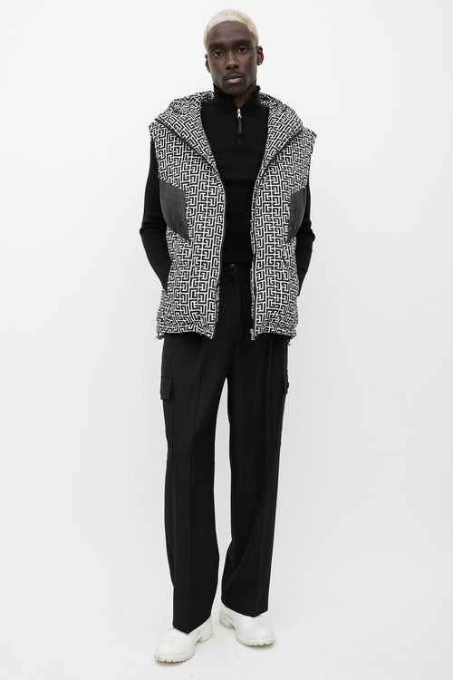 Balmain Black 
White Monogram Puffer Vest