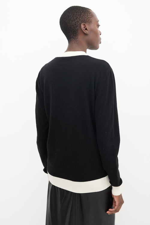 Balmain Black 
White Wool Knit Logo Sweater