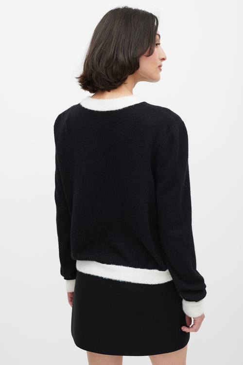 Balmain Black 
White Wool Knit Logo Sweater