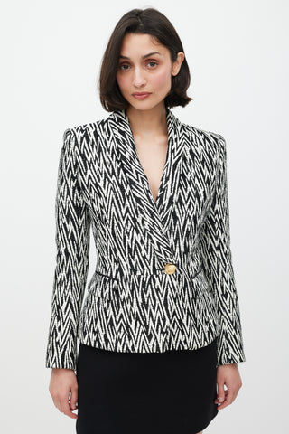 Balmain Black 
White Woven Blazer