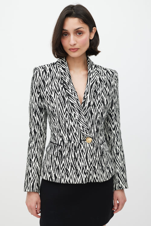 Balmain Black 
White Woven Blazer