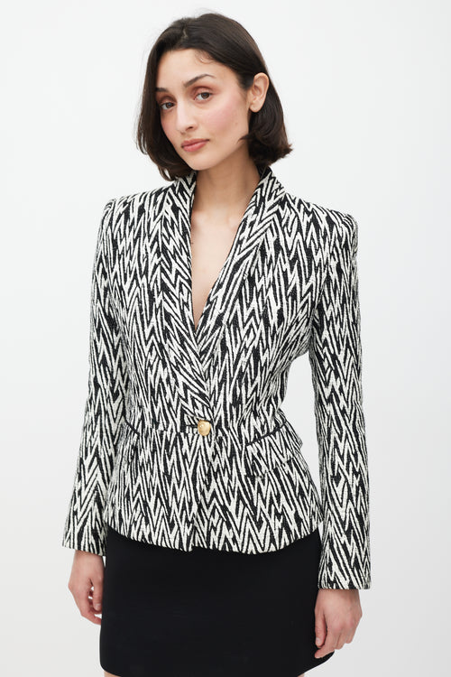 Balmain Black 
White Woven Blazer