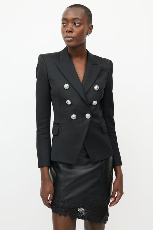 Balmain Black Wool Double Breasted Blazer