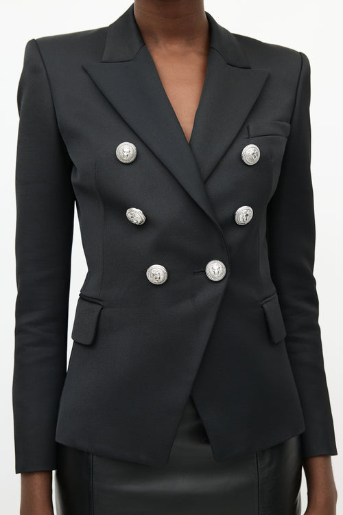 Balmain Black Wool Double Breasted Blazer