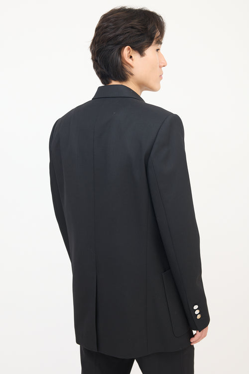 Balmain Black Wool Double Breasted Tuxedo Blazer