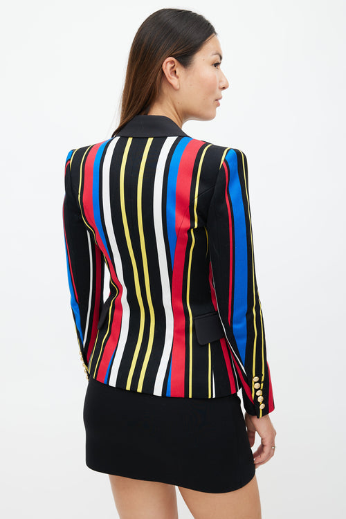 Balmain Black 
Multi Stripe Classic 6 Button Blazer