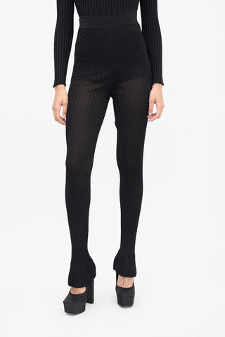 Balmain Black Ribbed Knit Pants