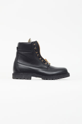 Balmain Black 
Gold Leather Boot