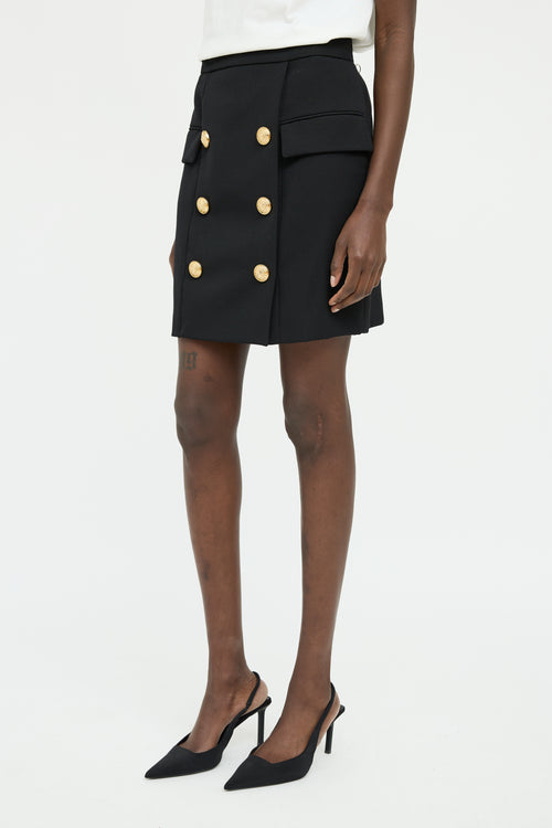 Balmain Black Gold Button Mini Skirt