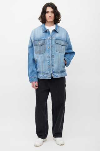 Balmain Blue Logo Denim Jacket