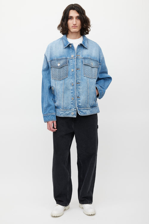 Balmain Blue Logo Denim Jacket