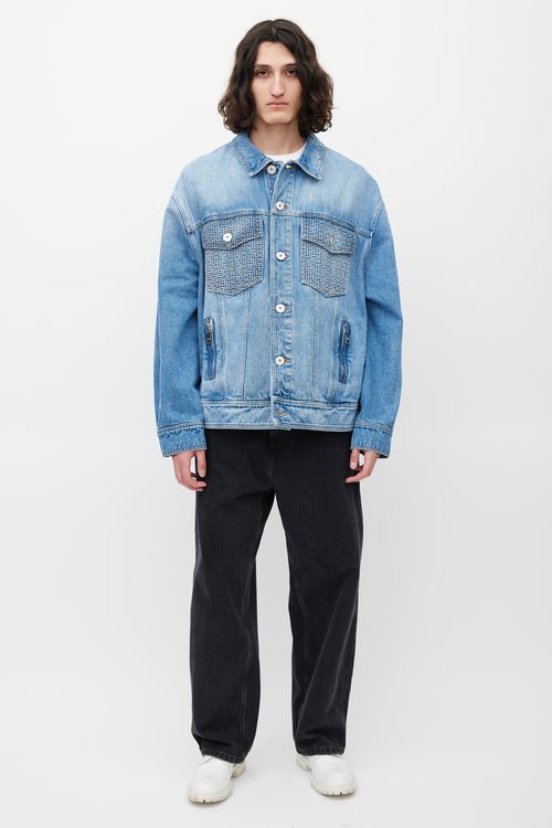 Balmain Blue Logo Denim Jacket