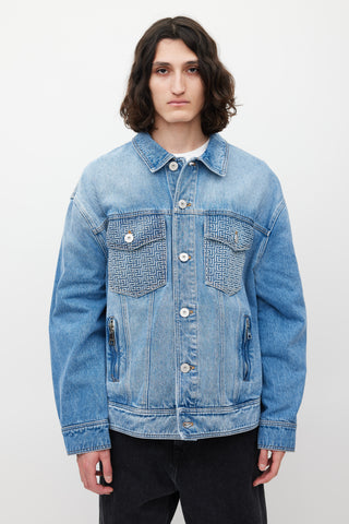 Balmain Blue Logo Denim Jacket