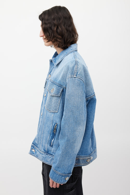 Balmain Blue Logo Denim Jacket