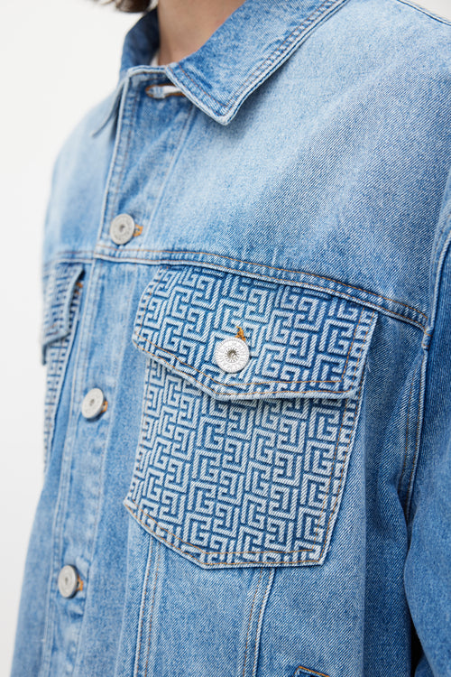 Balmain Blue Logo Denim Jacket