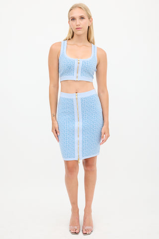 Balmain Blue Monogram Co-Ord Set