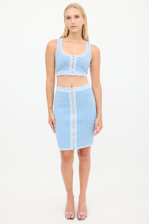 Balmain Blue Monogram Co-Ord Set