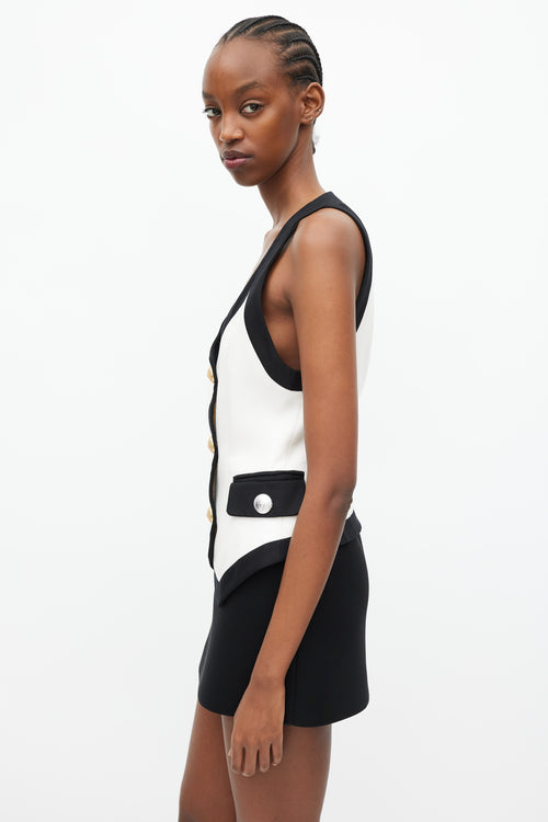 Balmain Cream 
Black Silk Double Breasted Vest