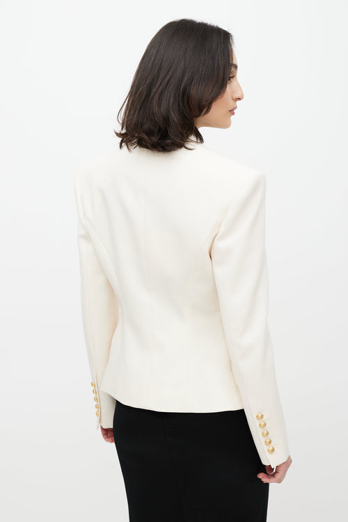 Balmain Cream 
Gold Wool Double Breasted Blazer