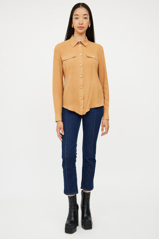 Beige Collared Button Up Top