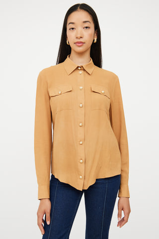 Beige Collared Button Up Top