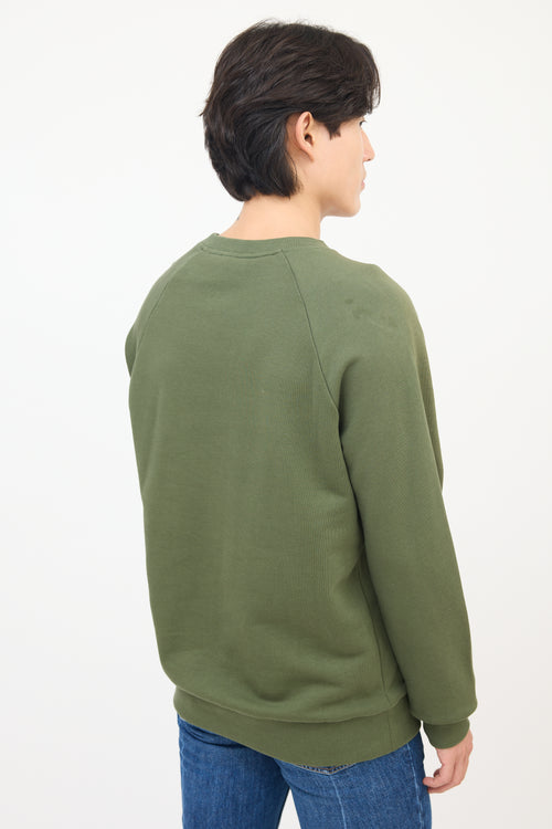 Balmain Green Cotton Logo Crewneck