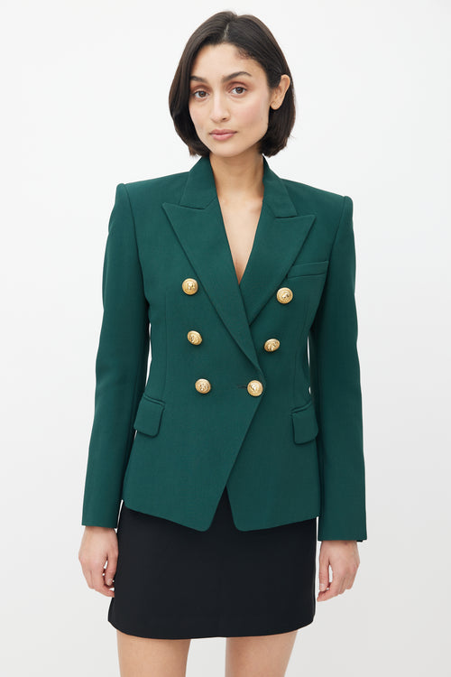 Balmain Green 
Gold Double Breasted Blazer