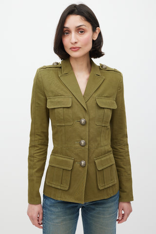 Balmain Green 
Gold Military Jacket