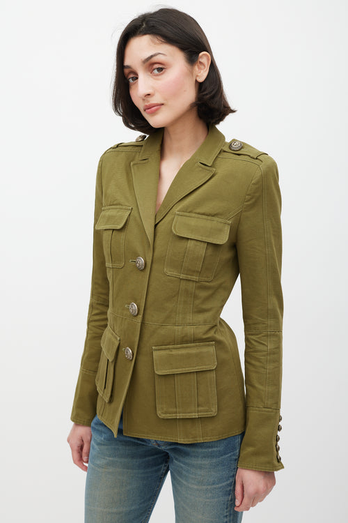 Balmain Green 
Gold Military Jacket