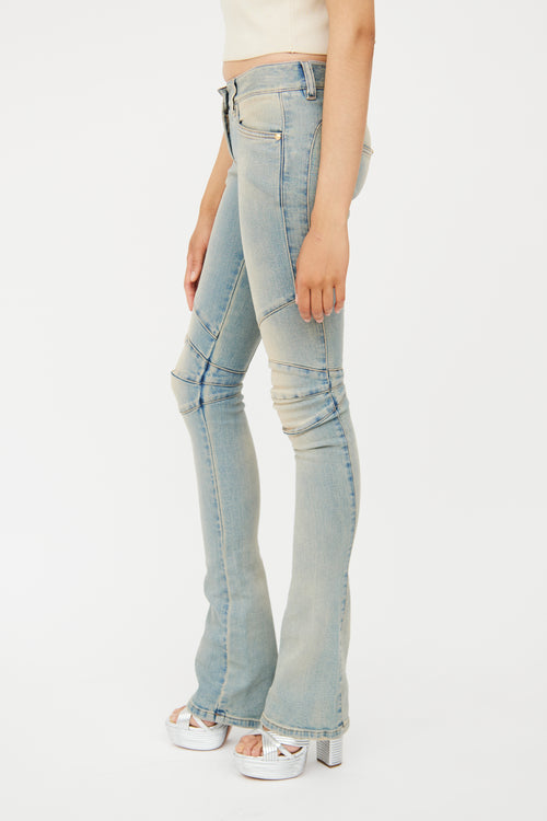 Balmain Light Wash Long Biker Jeans