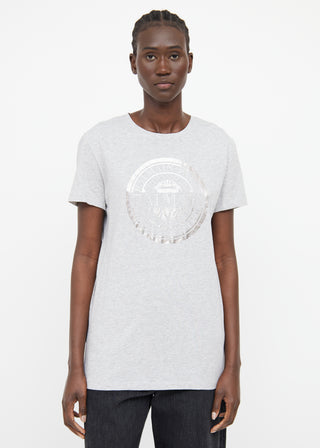 Balmain Grey Front Logo T-Shirt