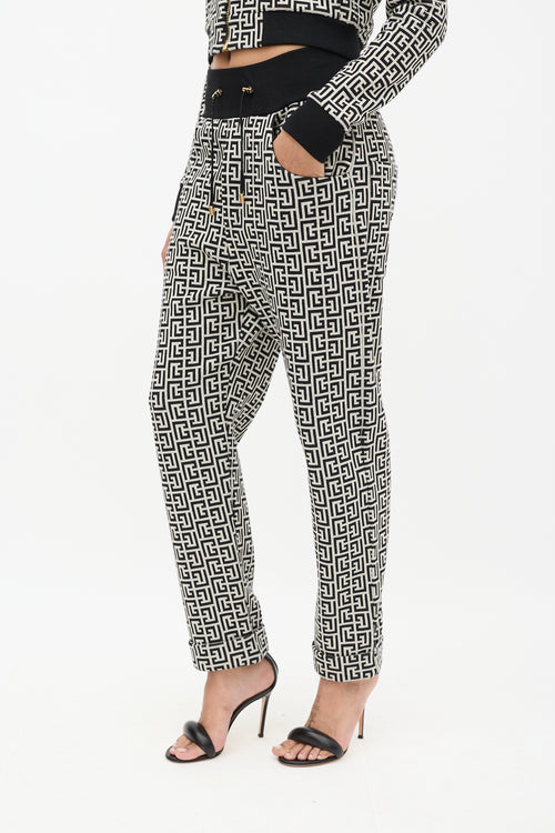 Balmain Light Grey 
Black Monogram Boyfriend Sweatpant