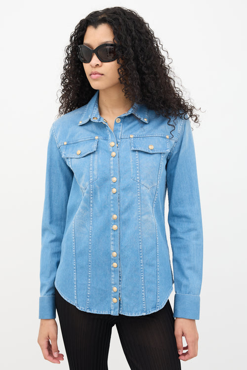 Balmain Medium Wash Denim Shirt