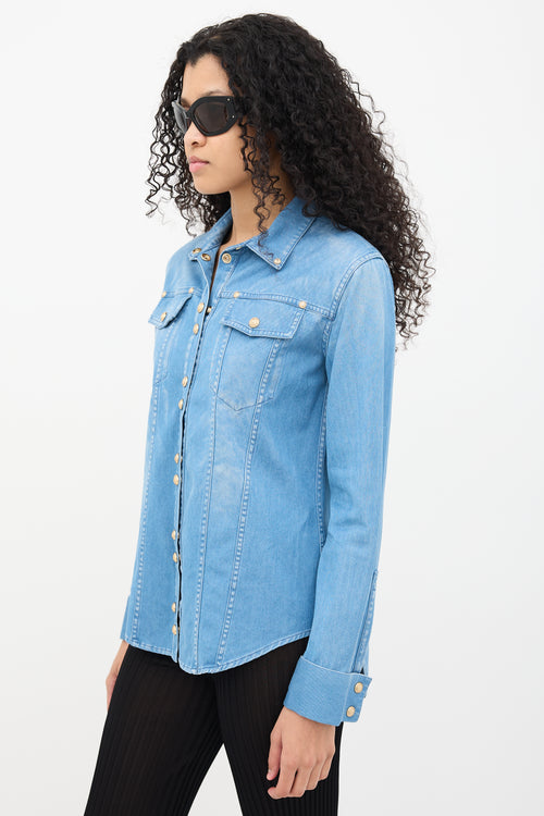 Balmain Medium Wash Denim Shirt