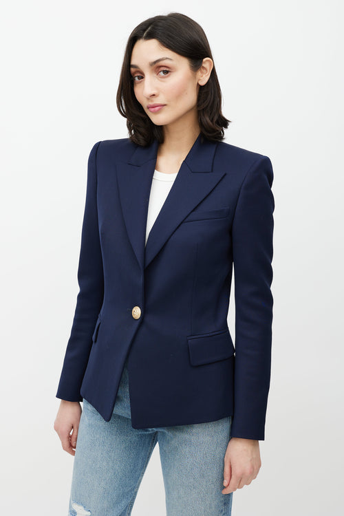 Balmain Navy 
Gold Wool Blazer