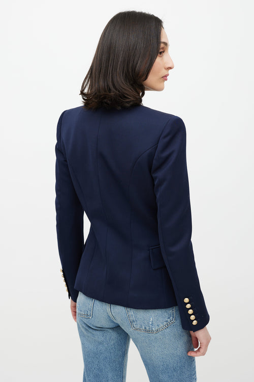 Balmain Navy 
Gold Wool Blazer