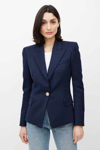 Balmain Navy 
Gold Wool Blazer