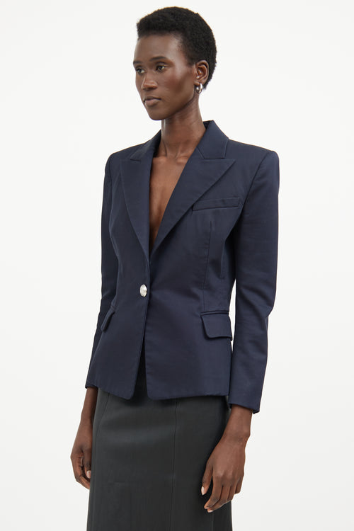 Balmain Navy Button Fitted Blazer Jacket