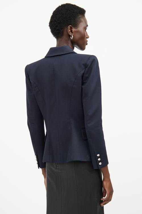 Balmain Navy Button Fitted Blazer Jacket