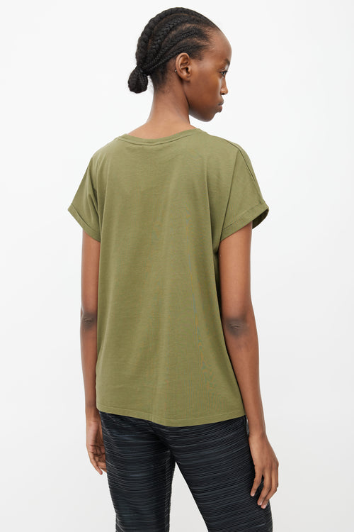 Balmain Olive Green Logo T-Shirt