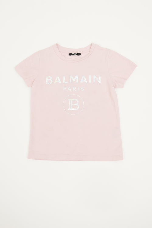 Balmain Pink Holographic T-shirt