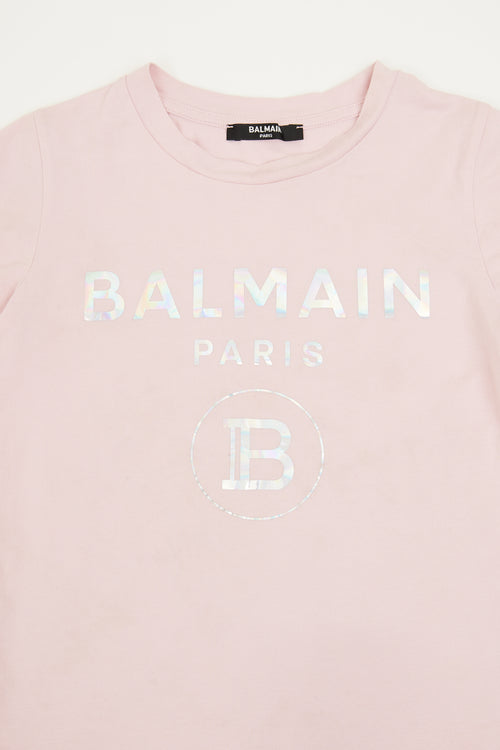 Balmain Pink Holographic T-shirt